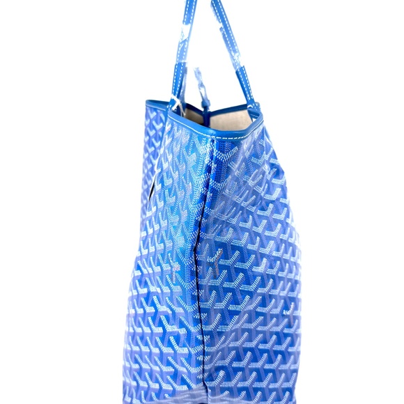 New GOYARD Goyardine Saint Louis GM Blue Tote Bag with Pouch - Picture 5 of 13